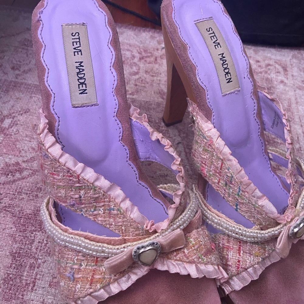 Steve Madden Y2K Pink Heels with a Wooden Sole